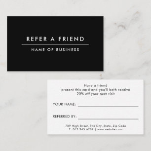 Black Minimalist Modern Professional Referral Card