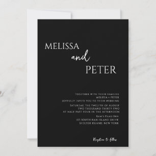 Black Minimalist Modern QR Code Wedding Invitation