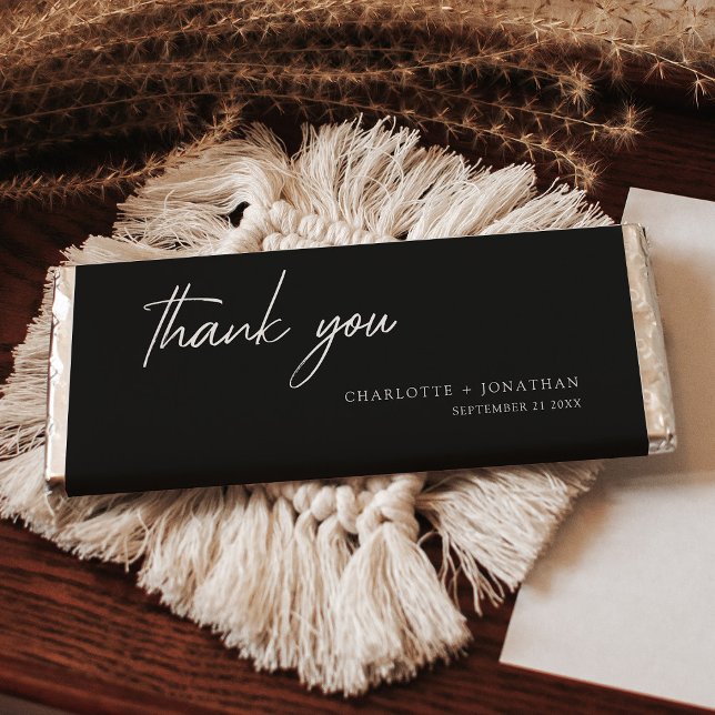Black Minimalist Modern Wedding Favors Hershey Bar Favors (Creator Uploaded)