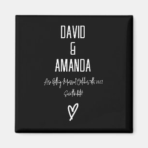 Black Minimalist Modern Wedding Magnet