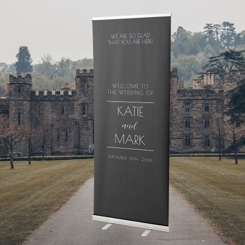 Black Minimalist Modern Wedding Welcome  Retractable Banner