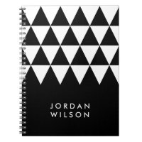 Black Minimalist Modern White Triangle Pattern Notebook