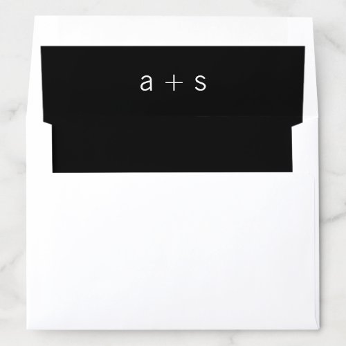 Black Minimalist Monogram Simple Wedding Envelope Liner