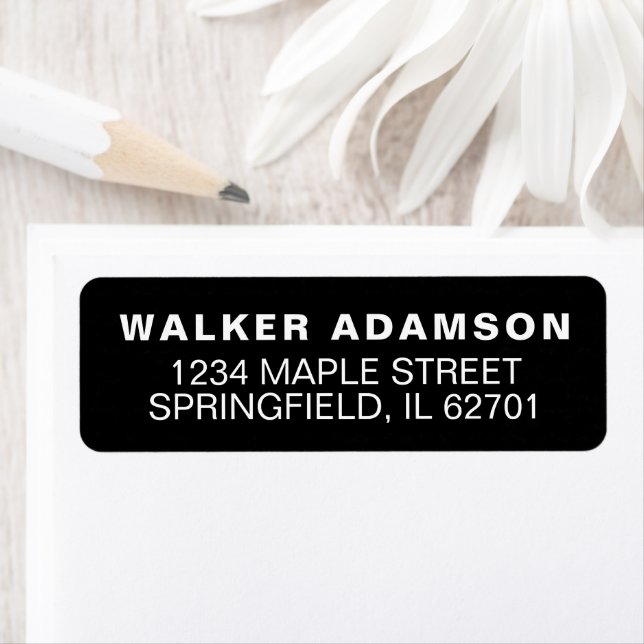 Black Minimalist Name Basic Return Address Labels (Insitu)
