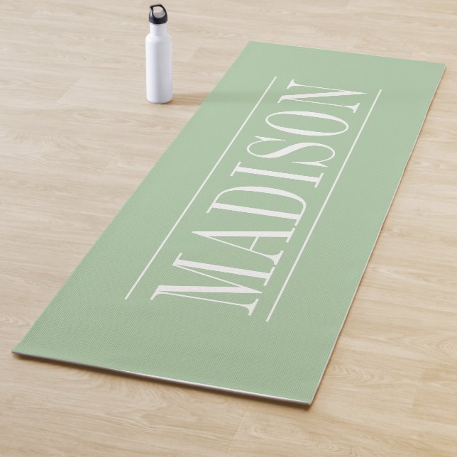 Black Minimalist Name Green Yoga Mat (In Situ)