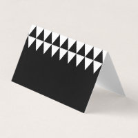 Black Minimalist Name White Triangle Pattern Place Card