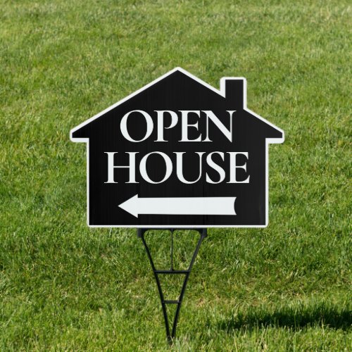 Black Minimalist Open House Directional Sign