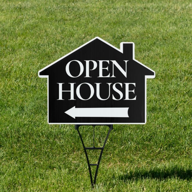 Black Minimalist Open House Directional Sign (Insitu)