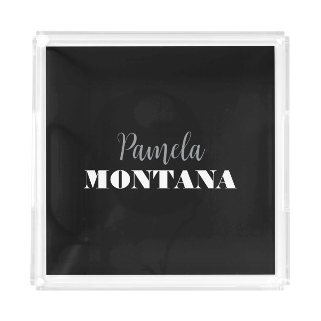 Black Minimalist Personal Modern Acrylic Tray (Front)