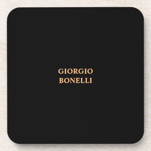 Black Minimalist Personal Modern Beverage Coaster