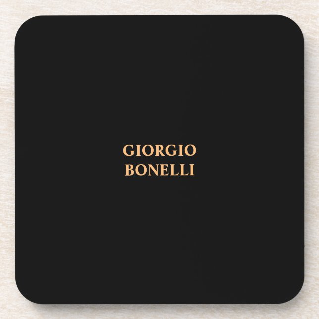 Black Minimalist Personal Modern Beverage Coaster (Front)