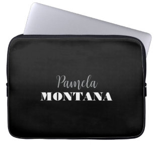 Black Minimalist Personal Modern Laptop Sleeve
