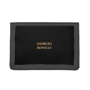 Black Minimalist Personal Modern Tri-fold Wallet