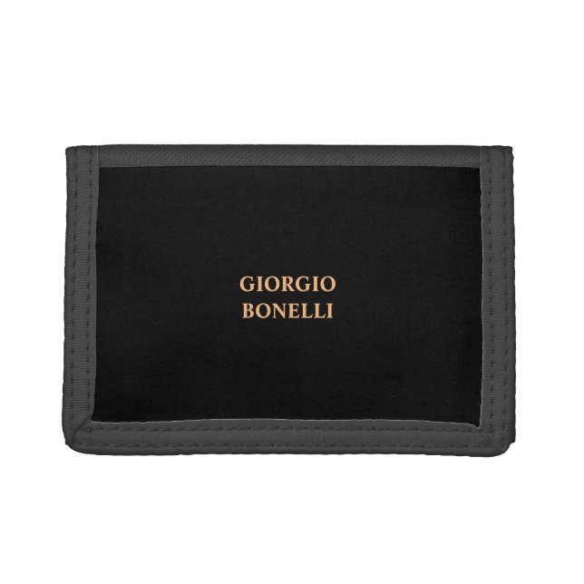 Black Minimalist Personal Modern Trifold Wallet (Front)