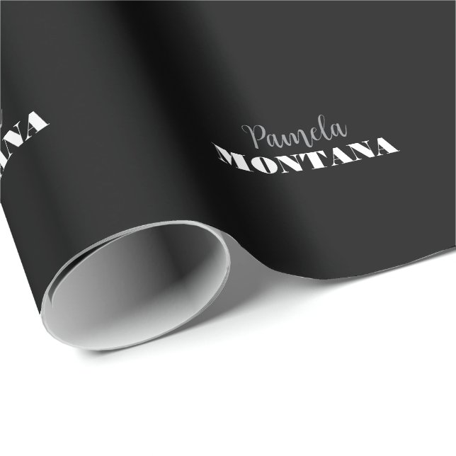 Black Minimalist Personal Modern Wrapping Paper (Roll Corner)