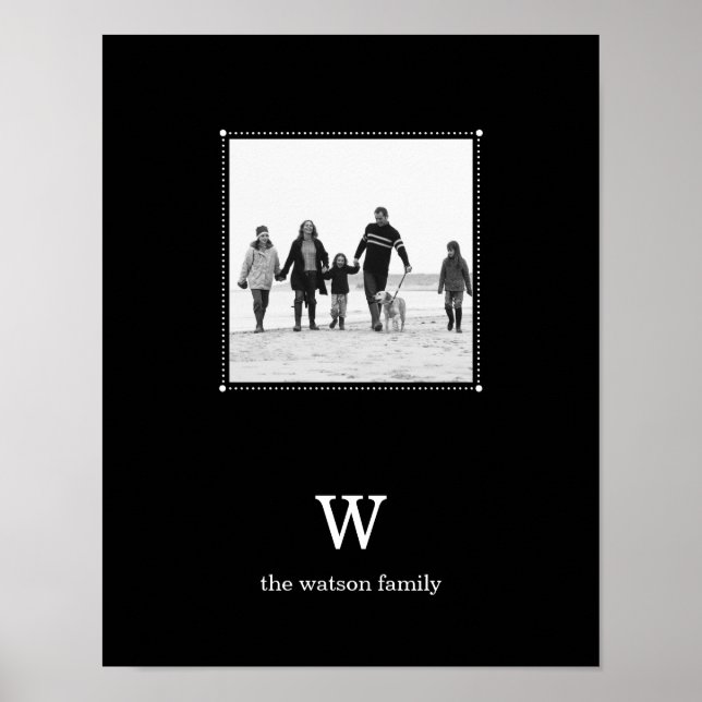 Black Minimalist Personalized Photo Mat Poster (Front)