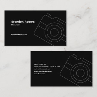 Black Minimalist Photographer Business Card