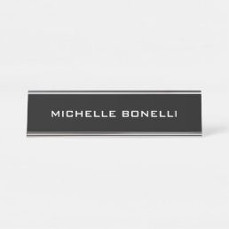 Black Minimalist Plain Modern Desk Name Plate