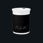 Black Minimalist Plain Modern Own Name Calligraphy Beverage Pitcher<br><div class="desc">Represent yourself with this modern,  elegant design. This template can be customized to meet all professional occupations.</div>