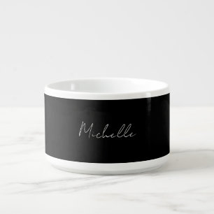 Black Minimalist Plain Modern Own Name Calligraphy Bowl