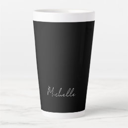 Black Minimalist Plain Modern Own Name Calligraphy Latte Mug