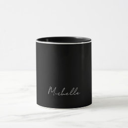 Black Minimalist Plain Modern Own Name Calligraphy Mug