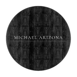 Black Minimalist Plain Modern Own Name Cutting Board
