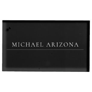 Black Minimalist Plain Modern Own Name Place Card Holder