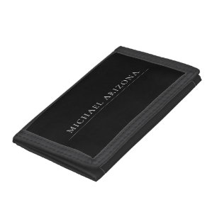Black Minimalist Plain Modern Own Name Trifold Wallet