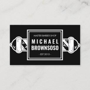 Black Minimalist Popular Vintage Barber shop Business Card