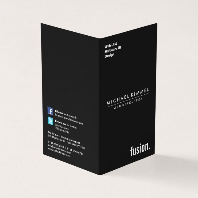 Black Minimalist Professional Business Card (Outside)