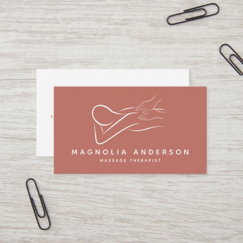 Black Minimalist Professional Massage Therapist  B Business Card