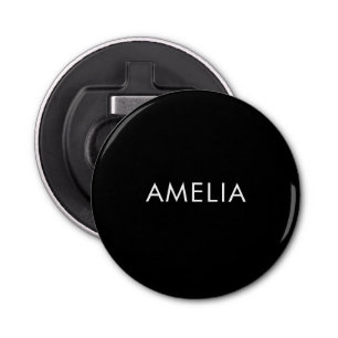 Black Minimalist Professional Plain Simple Name Bottle Opener