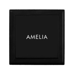 Black Minimalist Professional Plain Simple Name Gift Box