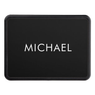 Black Minimalist Professional Plain Simple Name Hitch Cover
