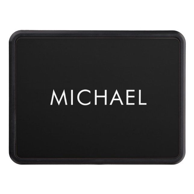 Black Minimalist Professional Plain Simple Name Hitch Cover (Front)
