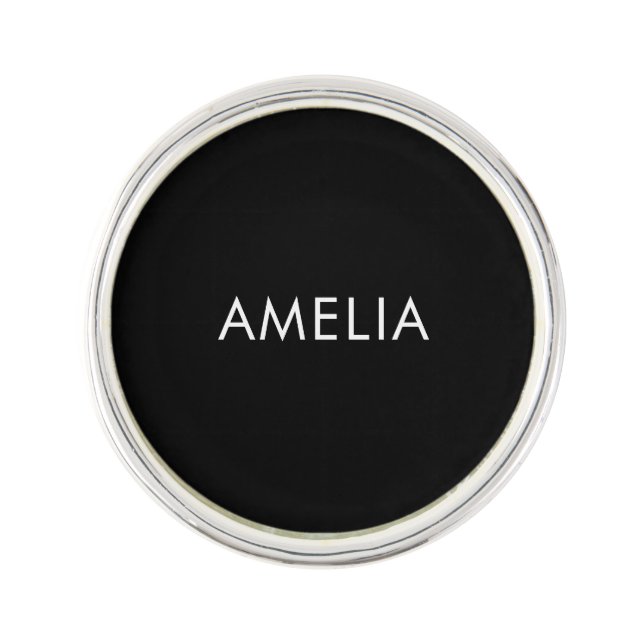Black Minimalist Professional Plain Simple Name Lapel Pin (Front)