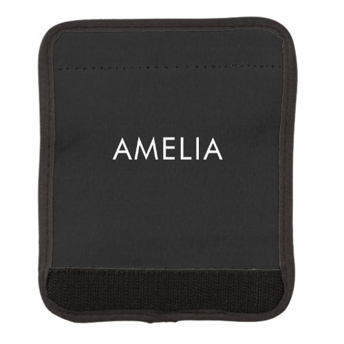Black Minimalist Professional Plain Simple Name Luggage Handle Wrap