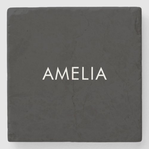 Black Minimalist Professional Plain Simple Name Stone Coaster