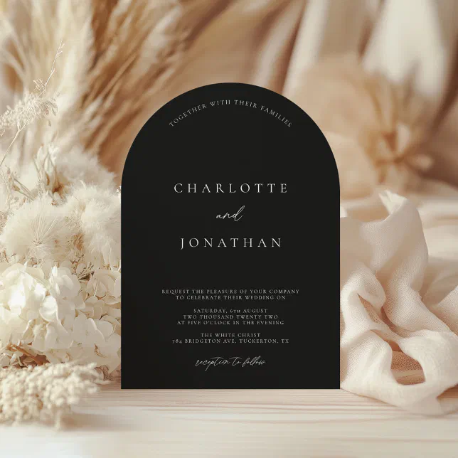 Black Minimalist QR Code Modern Wedding Invitation | Zazzle