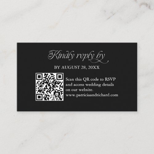 Black Minimalist QR Code RSVP Scan to Reply Enclosure Card