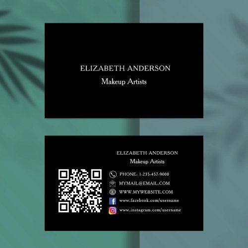 Black minimalist Qr code social media premium Business Card