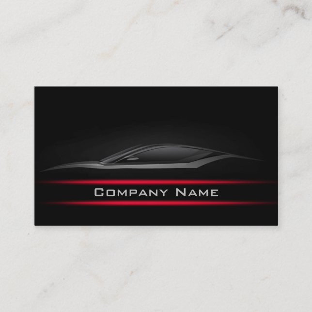Black Minimalist Red Line Car Darker Layout Business Card (Front)