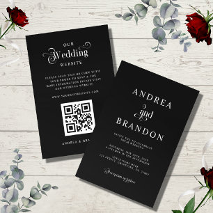 Black Minimalist Retro QR Code Wedding All in One Invitation