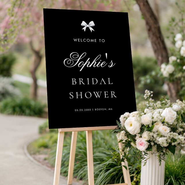 Black Minimalist Ribbon Bridal Shower Welcome Sign (Creator Uploaded)