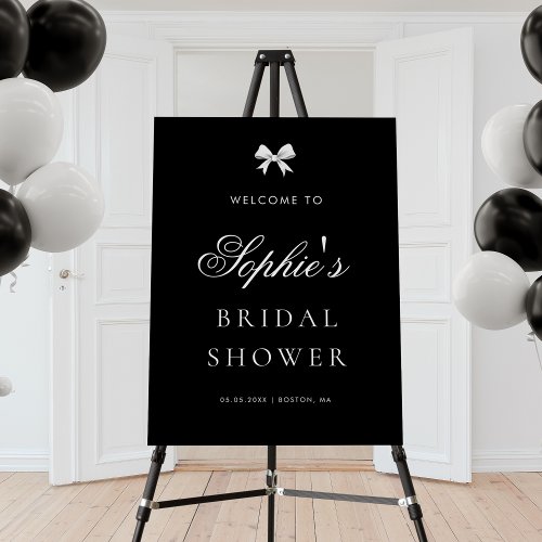 Black Minimalist Ribbon Bridal Shower Welcome Sign