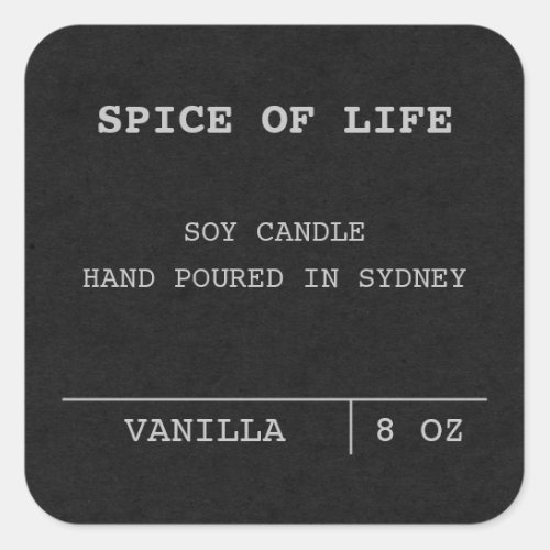 Black Minimalist Scented Soy Candle labels
