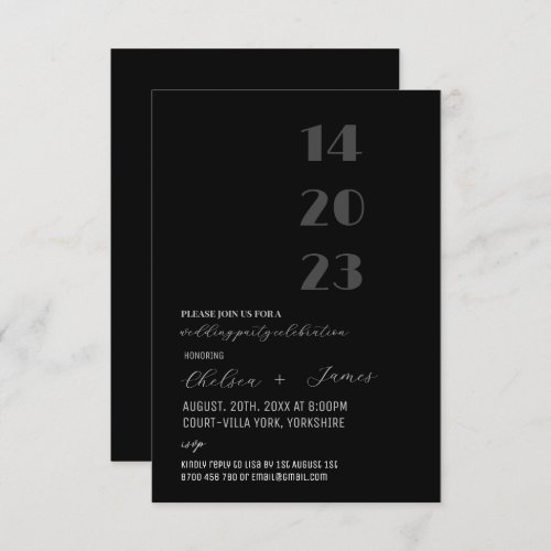 Black Minimalist Script Bold Wedding Personalized  Invitation