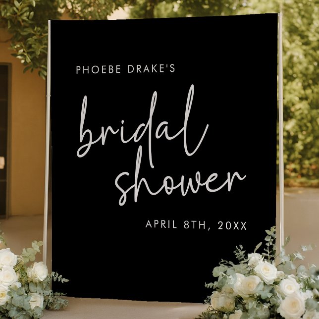Black Minimalist Script Bridal Shower Backdrop (Creator Uploaded)