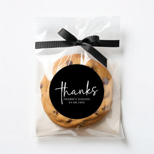 Black Minimalist Script Bridal Shower Favor Classic Round Sticker